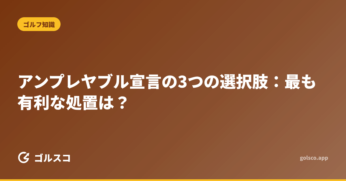 アンプレヤブル宣言の3つの選択肢：最も有利な処置は？